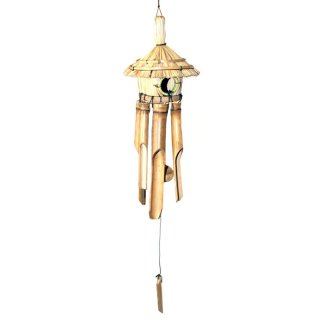 Bird house with bamboo wind chimes