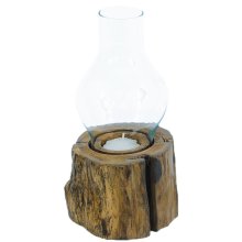 Windlight with Glas, Teakwood, Height without glass: 10 cm